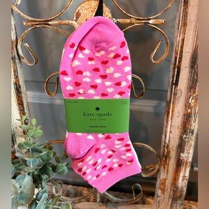 Kate Spade New York Quarter Socks featuring a pink and red heart set of 3